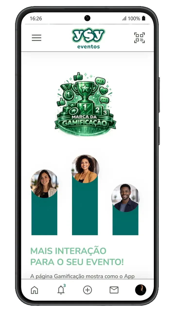 Gamificação customizável no app YSY Eventos