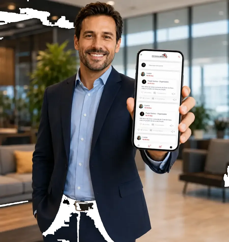 Organizador usando o app YSY Eventos no celular