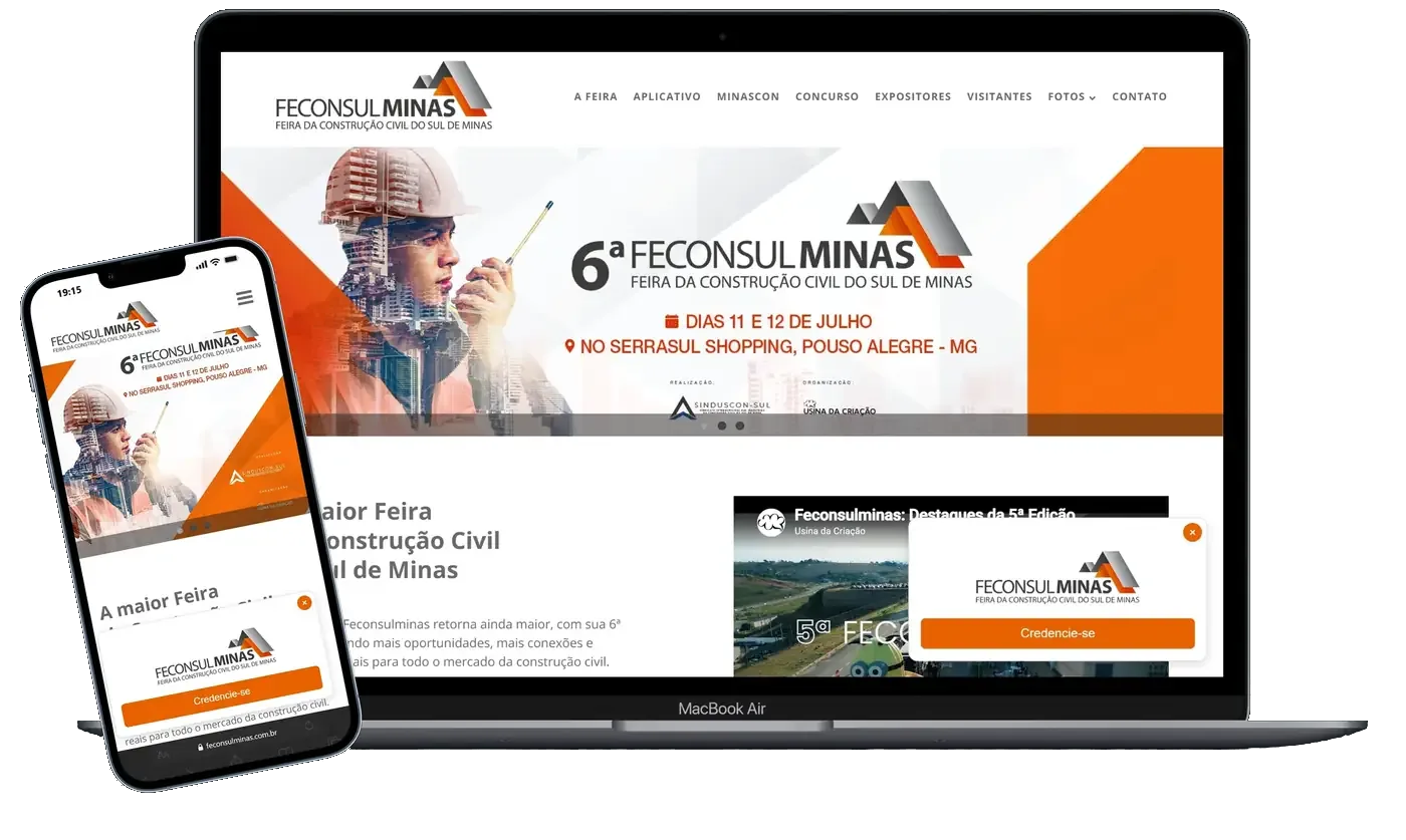 Site do evento exibido em um notebook